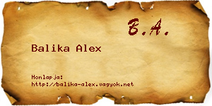 Balika Alex névjegykártya