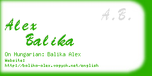 alex balika business card